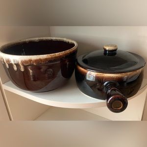 Retro Pfaltzgraff oversized Bowl and large croc With Lid USA vintage